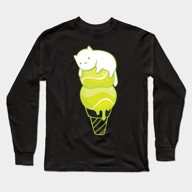 Ice cream Cat Long Sleeve T-Shirt by Olya Yatsenko